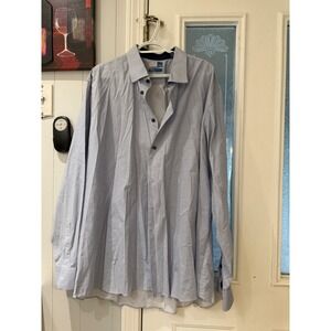 14th & Union Mens XXL Trim Fit Blue Geometric Square Print Button Down Shirt